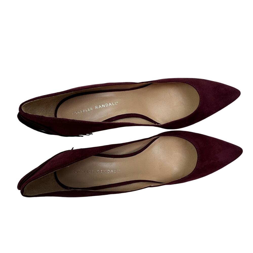 Loeffler Randall Pari Suede Fringe Detail Boho Artsy Maroon Wine Pumps Women's 9 - Picture 9 of 11